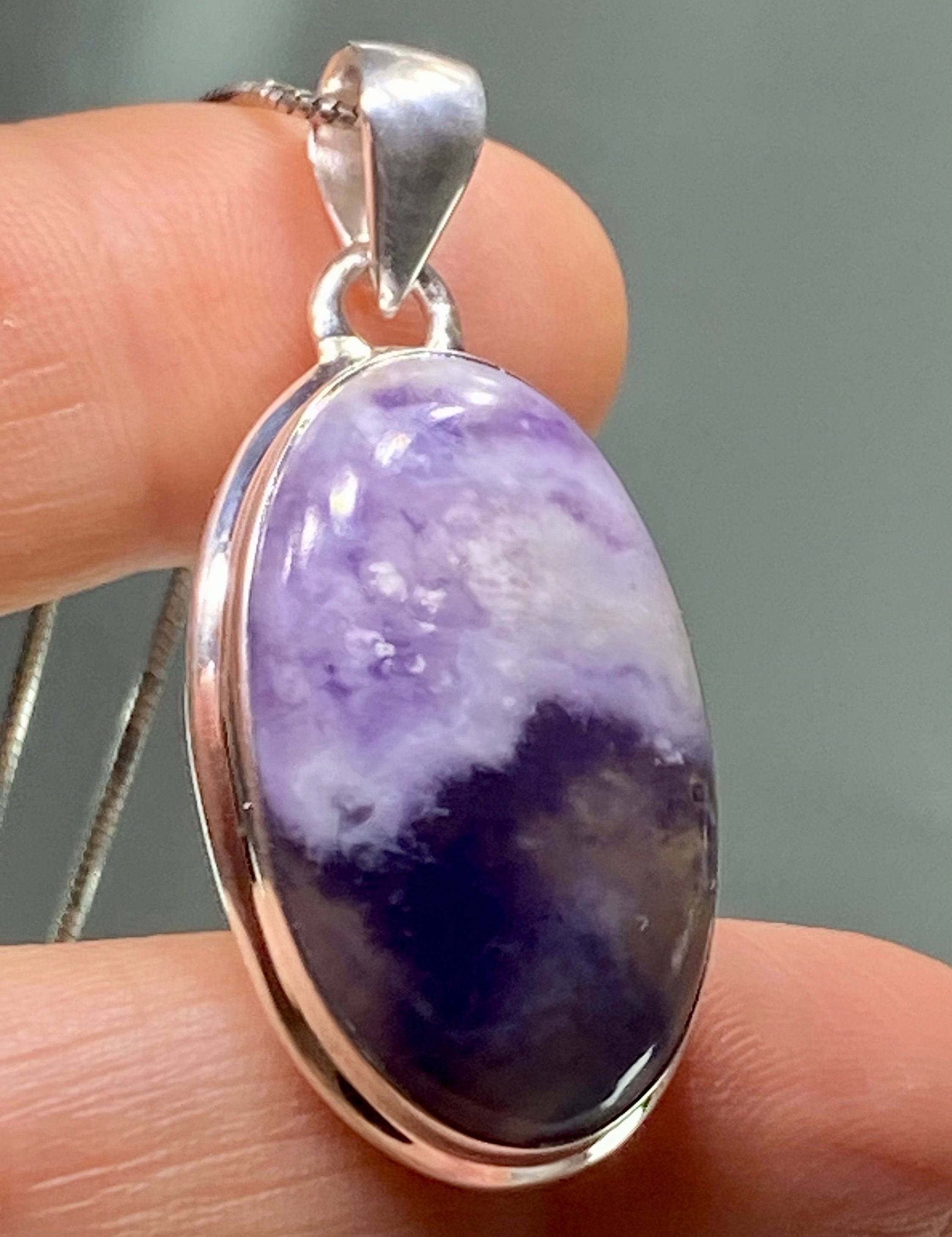 A Rare Violet Flame (Morado) Opal Silver Pendant (UV)