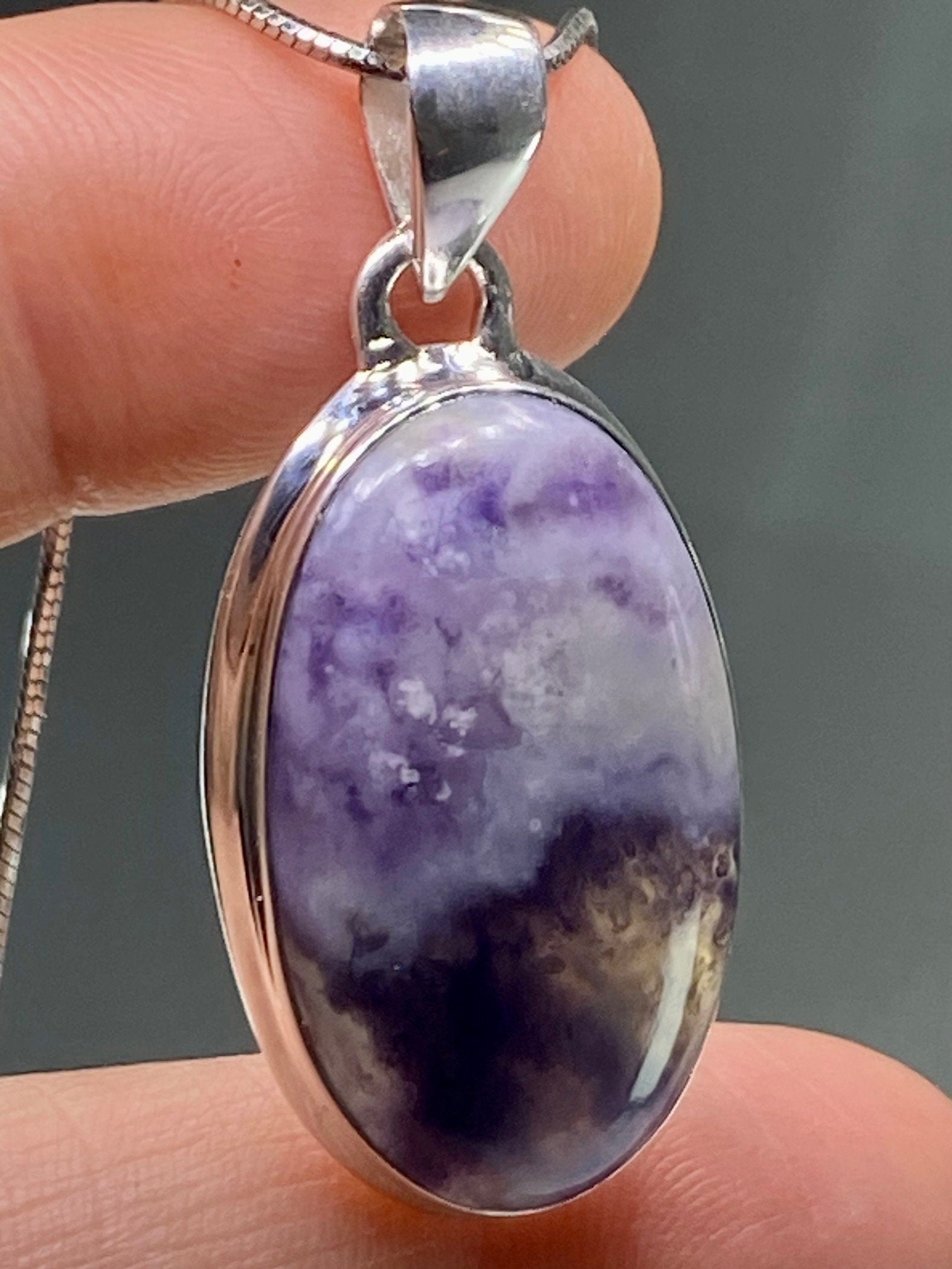 A Rare Violet Flame (Morado) Opal Silver Pendant (UV)