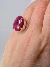 Raw Ruby and Silver Ring (AAA)