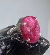 Raw Ruby and Silver Ring (AAA)