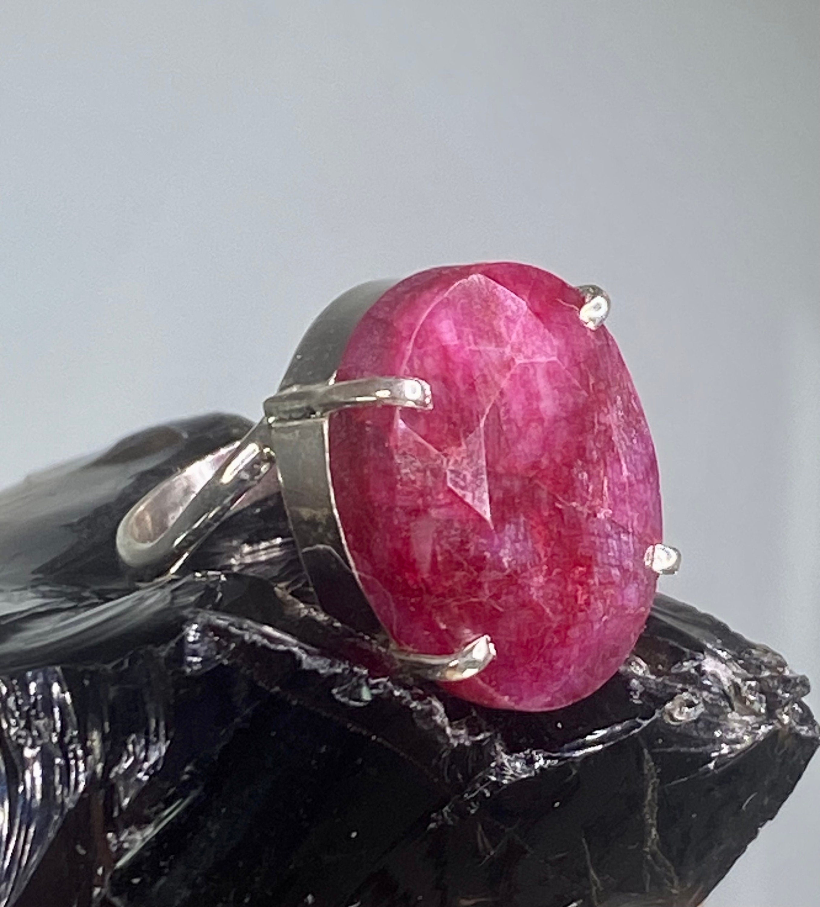 Raw Ruby and Silver Ring (AAA)