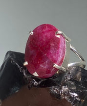 Raw Ruby and Silver Ring (AAA)