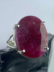 Raw Ruby and Silver Ring (AAA)