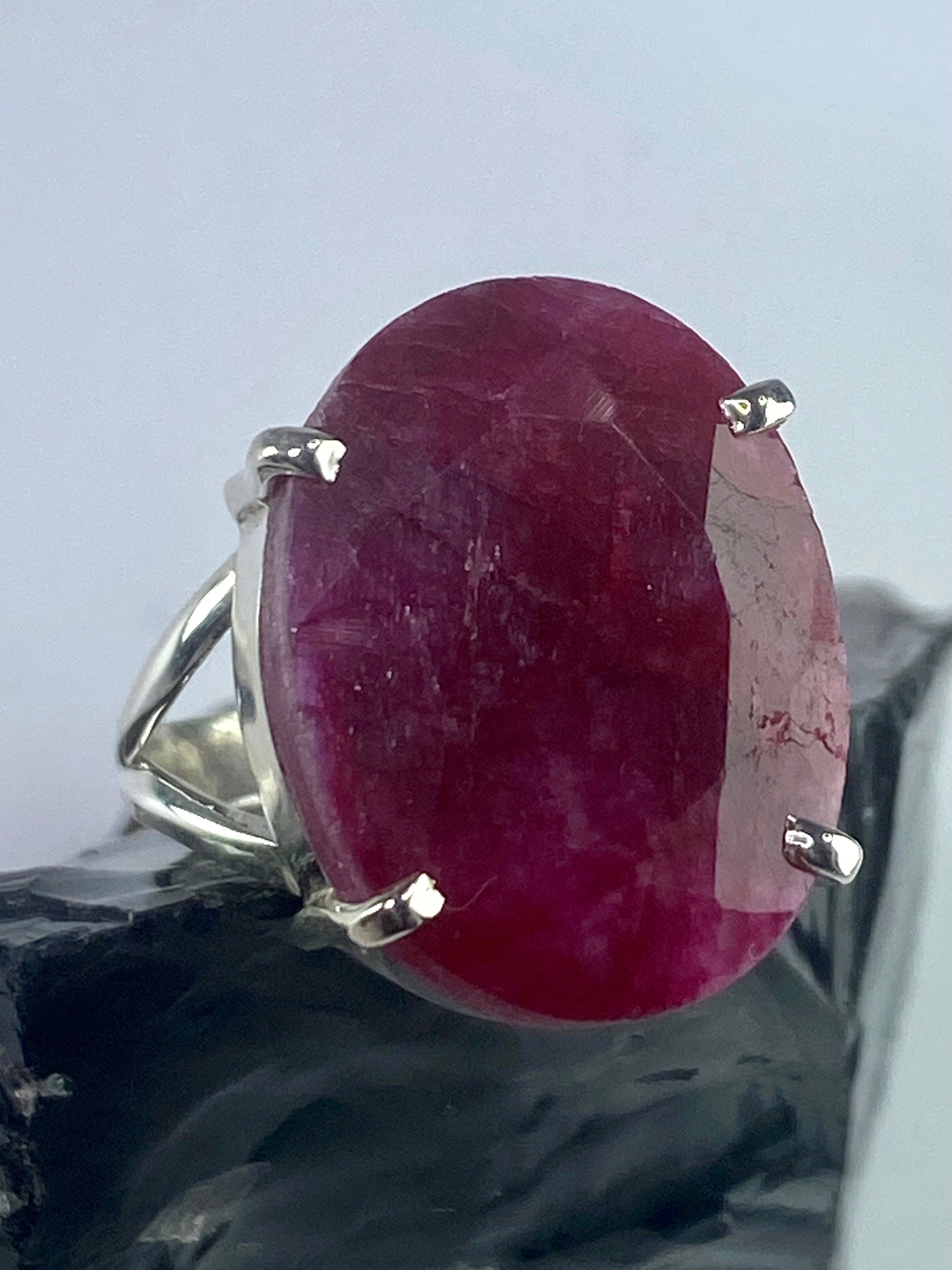 Raw Ruby and Silver Ring (AAA)