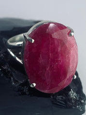 Raw Ruby and Silver Ring (AA)