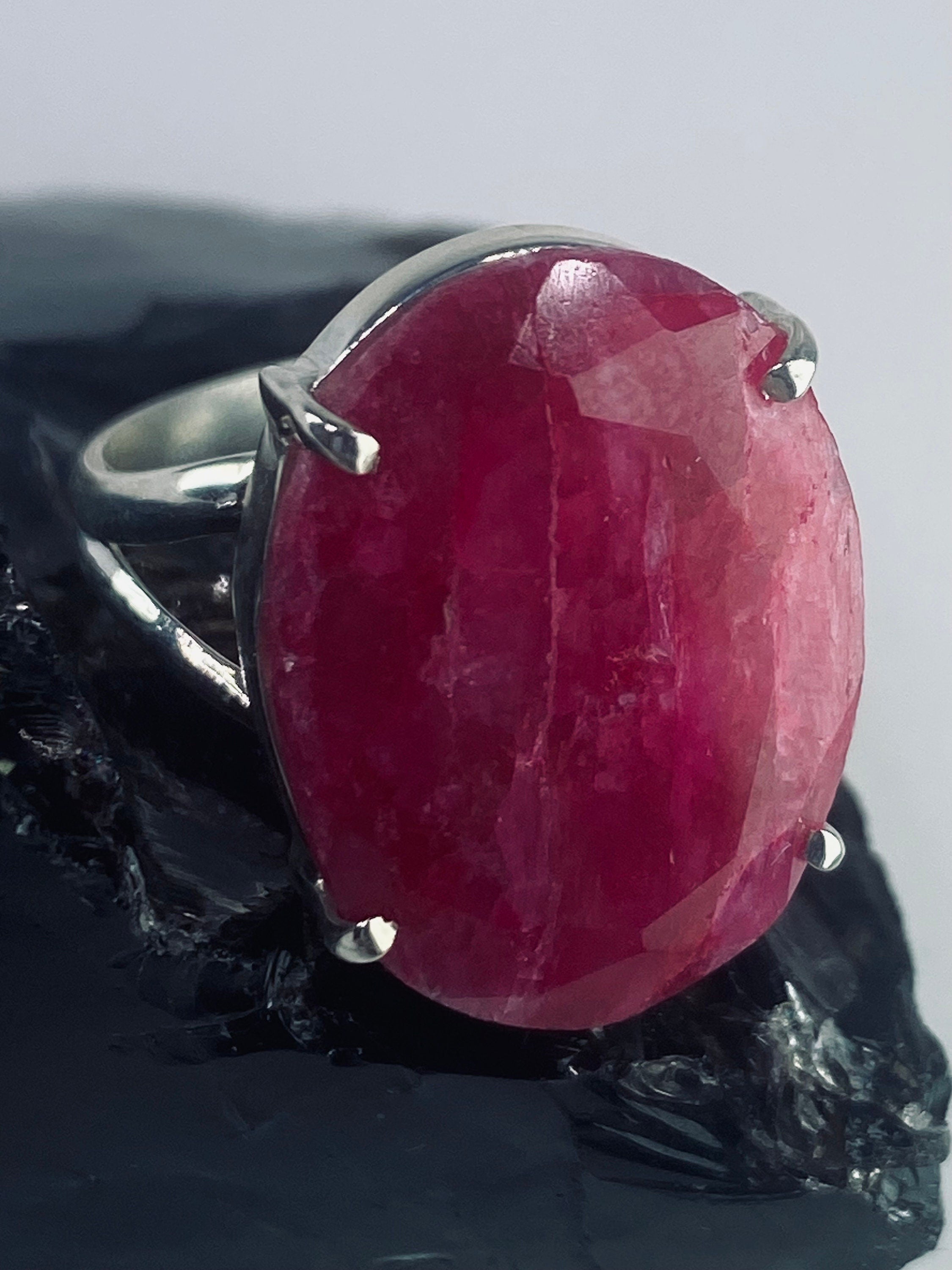 Raw Ruby and Silver Ring (AA)