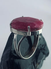 Raw Ruby and Silver Ring (AA)