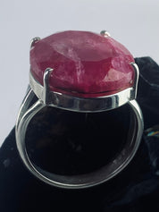 Raw Ruby and Silver Ring (AA)