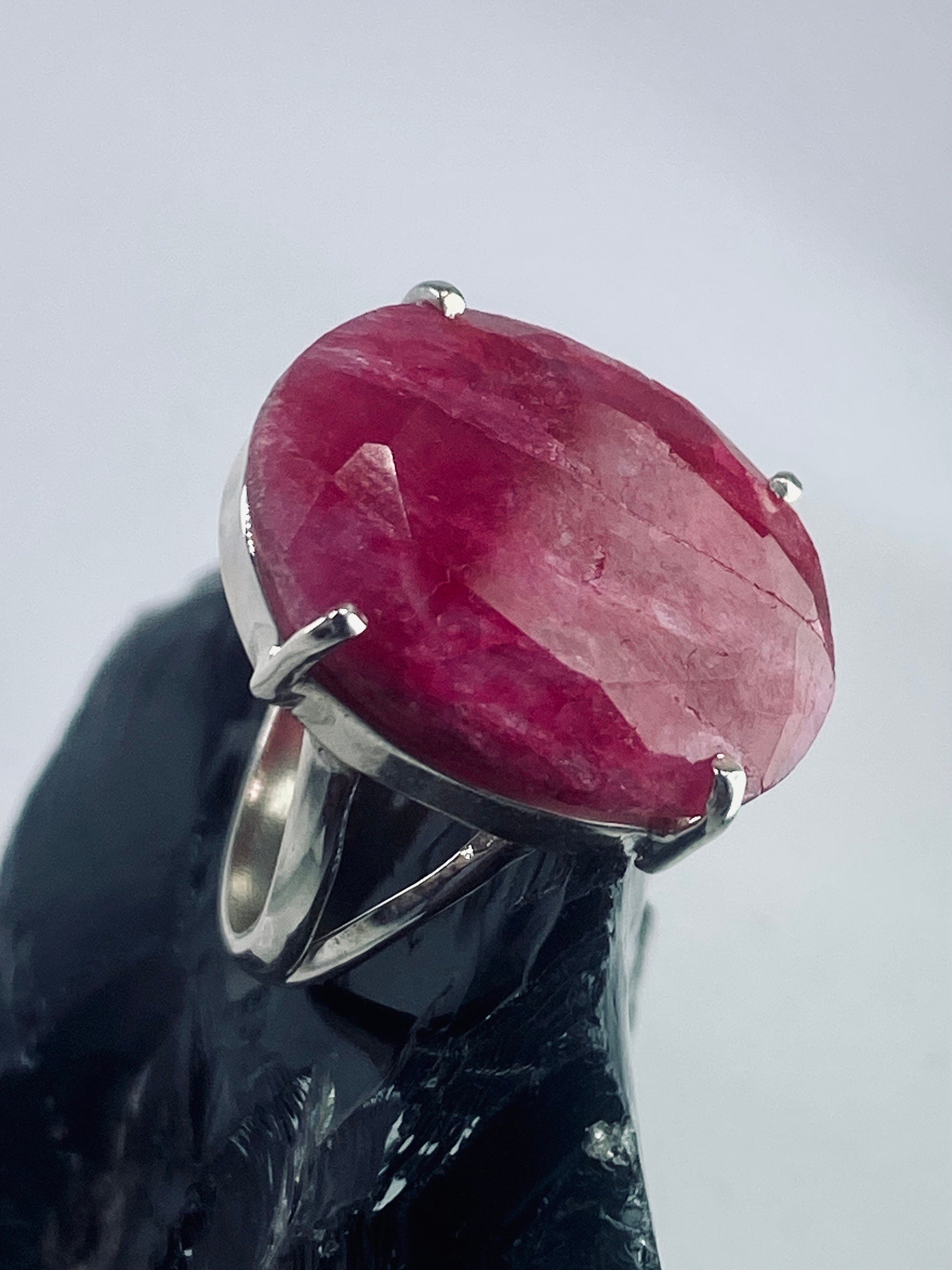 Raw Ruby and Silver Ring (AA)