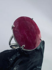 Raw Ruby and Silver Ring (AA)