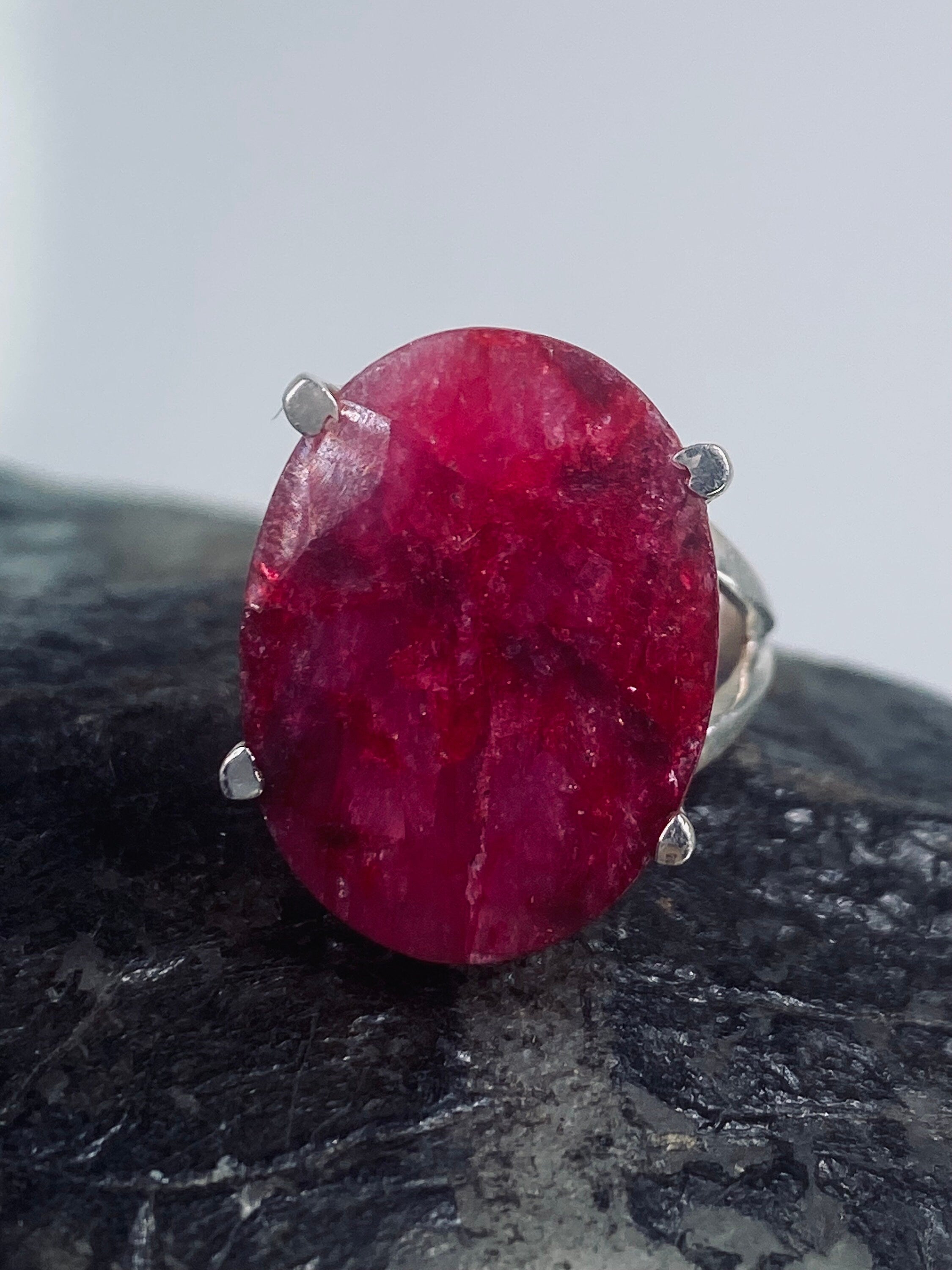 Raw Ruby and Silver Ring (AAAA)