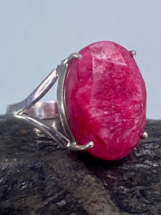 Raw Ruby and Silver Ring (A)