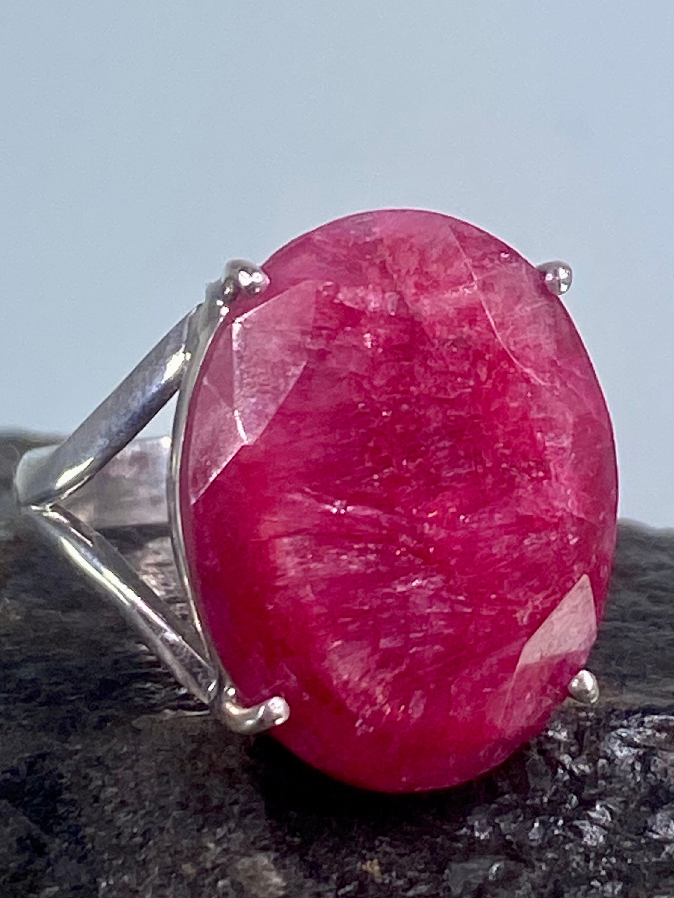 Raw Ruby and Silver Ring (A)