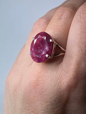 Raw Ruby and Silver Ring (A++)