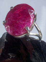 Raw Ruby and Silver Ring (A++)