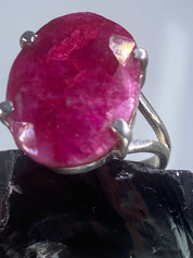 Raw Ruby and Silver Ring (A++)