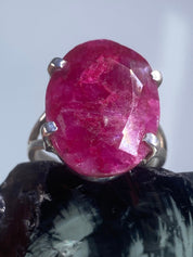 Raw Ruby and Silver Ring (A++)