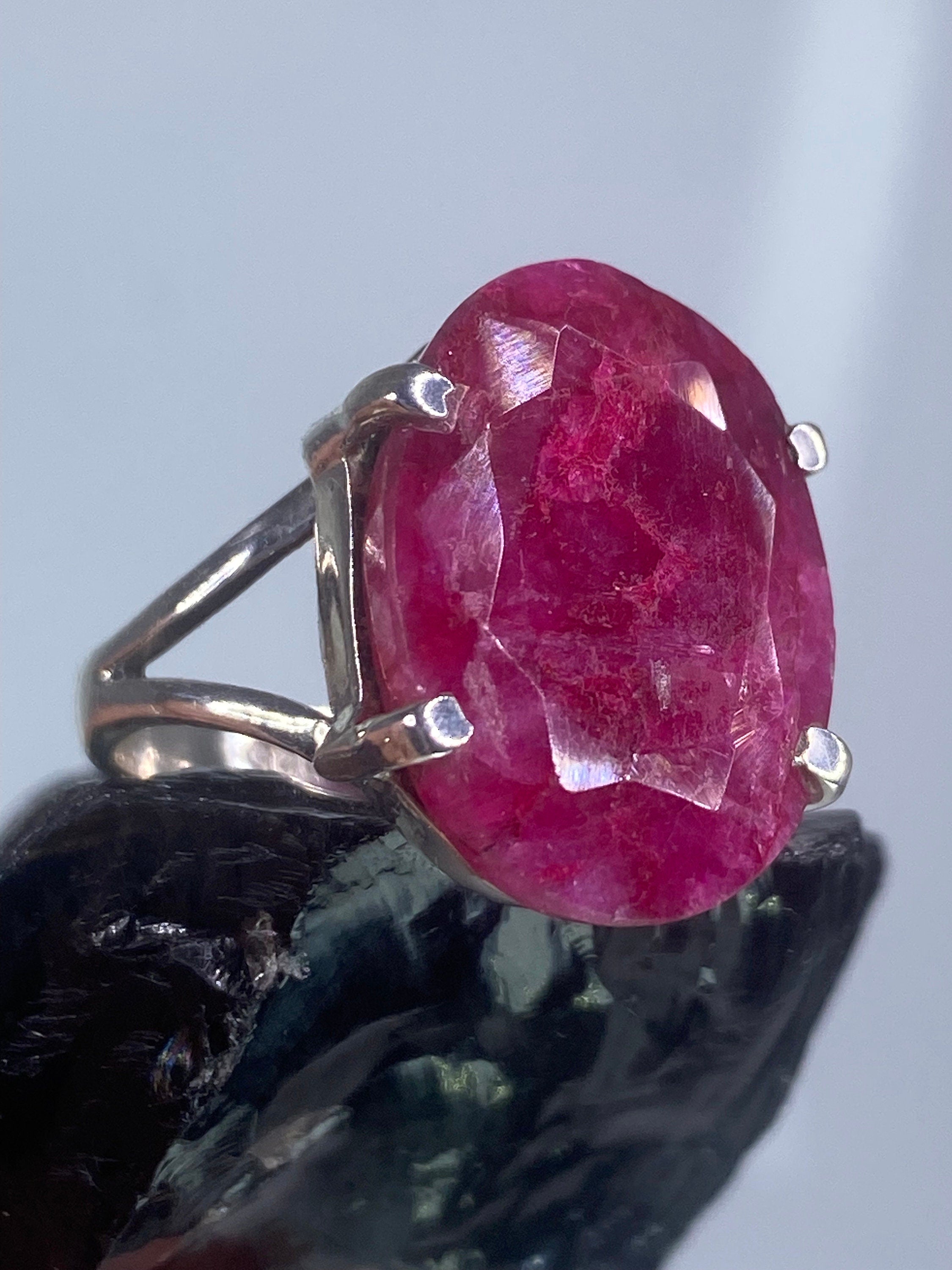 Raw Ruby and Silver Ring (A++)