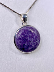 Natural Lepidolite and Silver Pendant