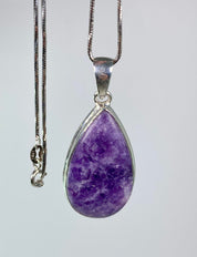 Natural Lepidolite and Silver Pendant