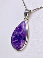 Natural Lepidolite and Silver Pendant