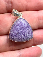 Natural Lepidolite and Silver Pendant