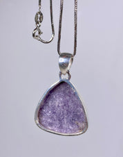 Natural Lepidolite and Silver Pendant