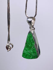 A Rare Green Garnet (Uvarovite) and Silver Pendant