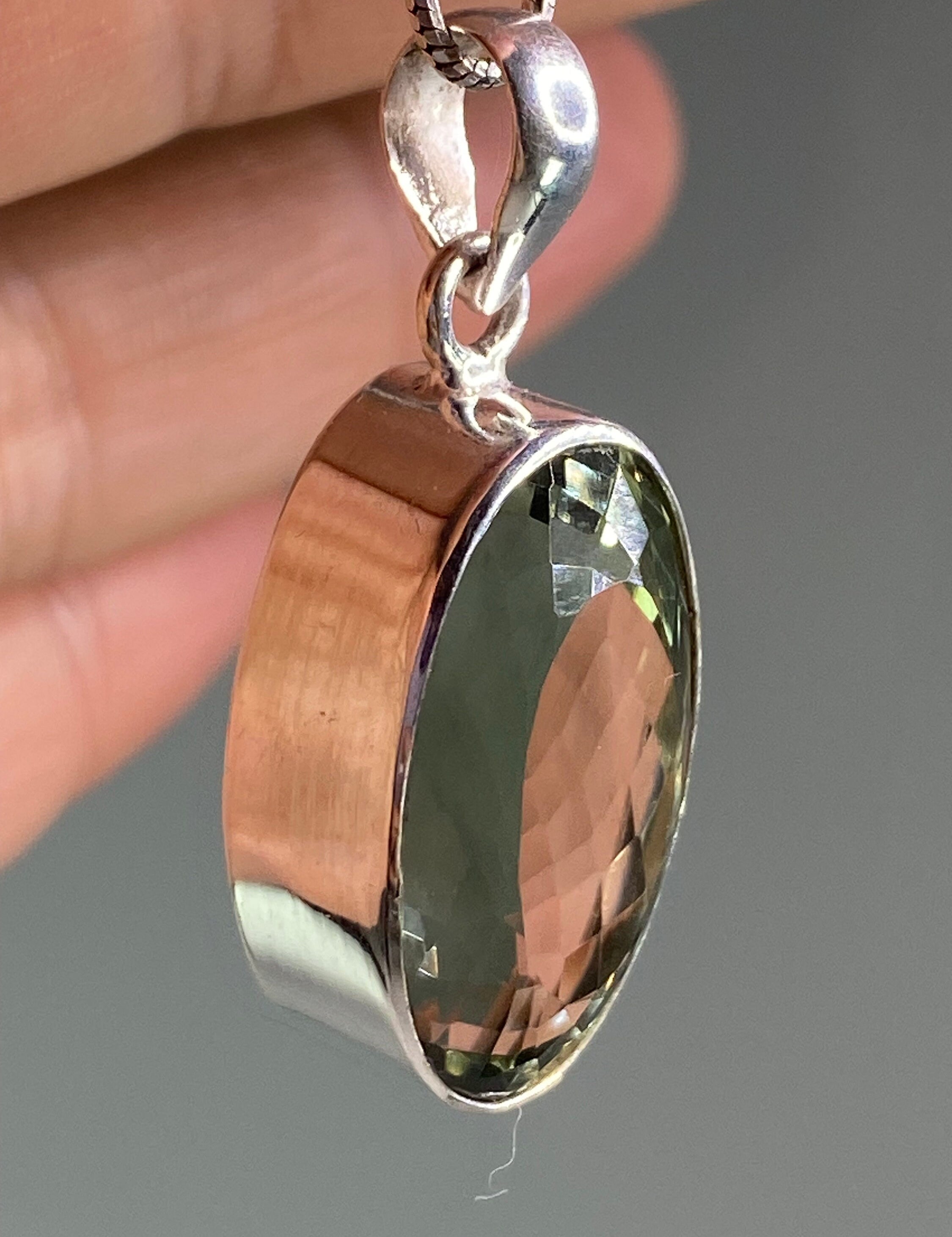 Green Amethyst (Prasiolite ) and Silver Pendant