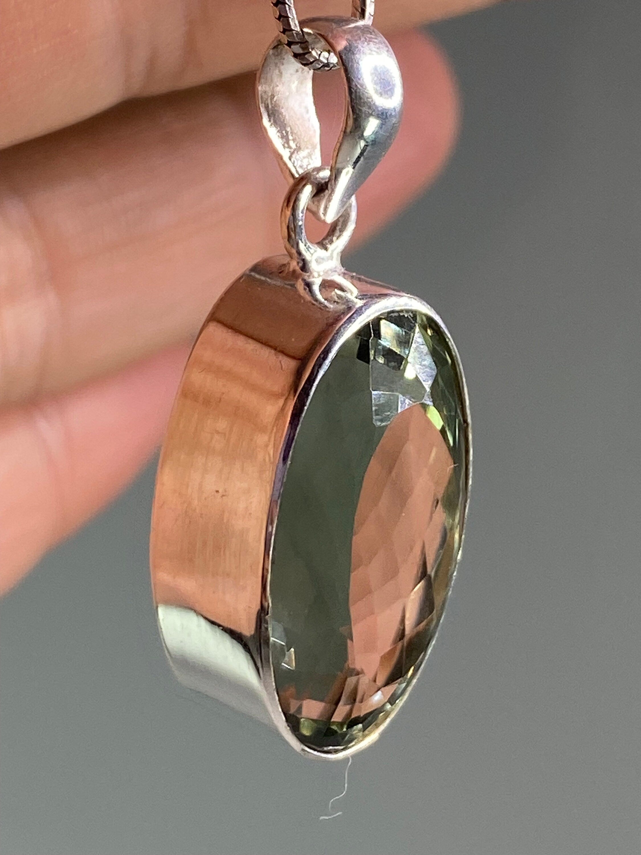 Green Amethyst (Prasiolite ) and Silver Pendant