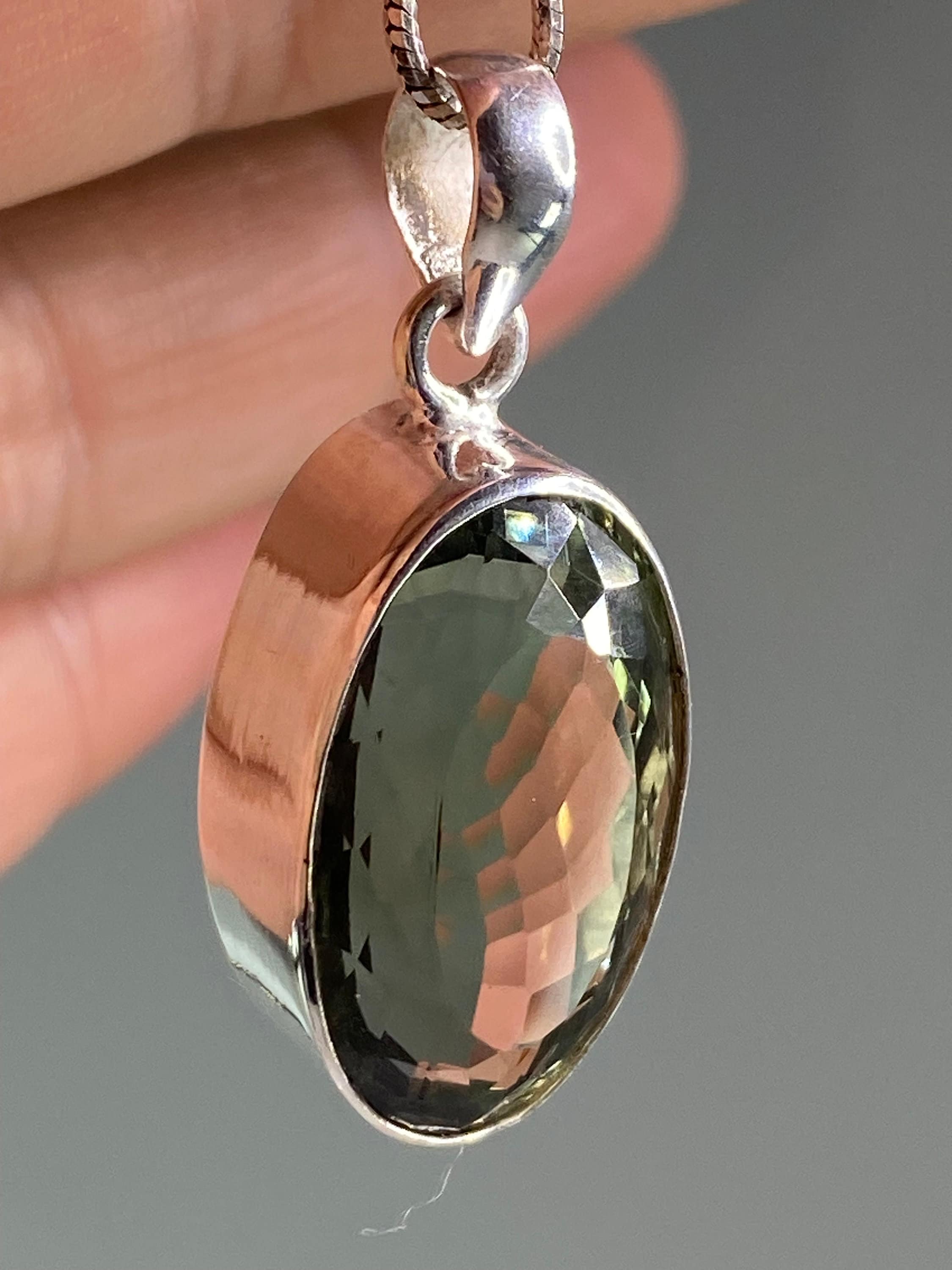 Green Amethyst (Prasiolite ) and Silver Pendant