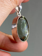 Green Amethyst (Prasiolite ) and Silver Pendant