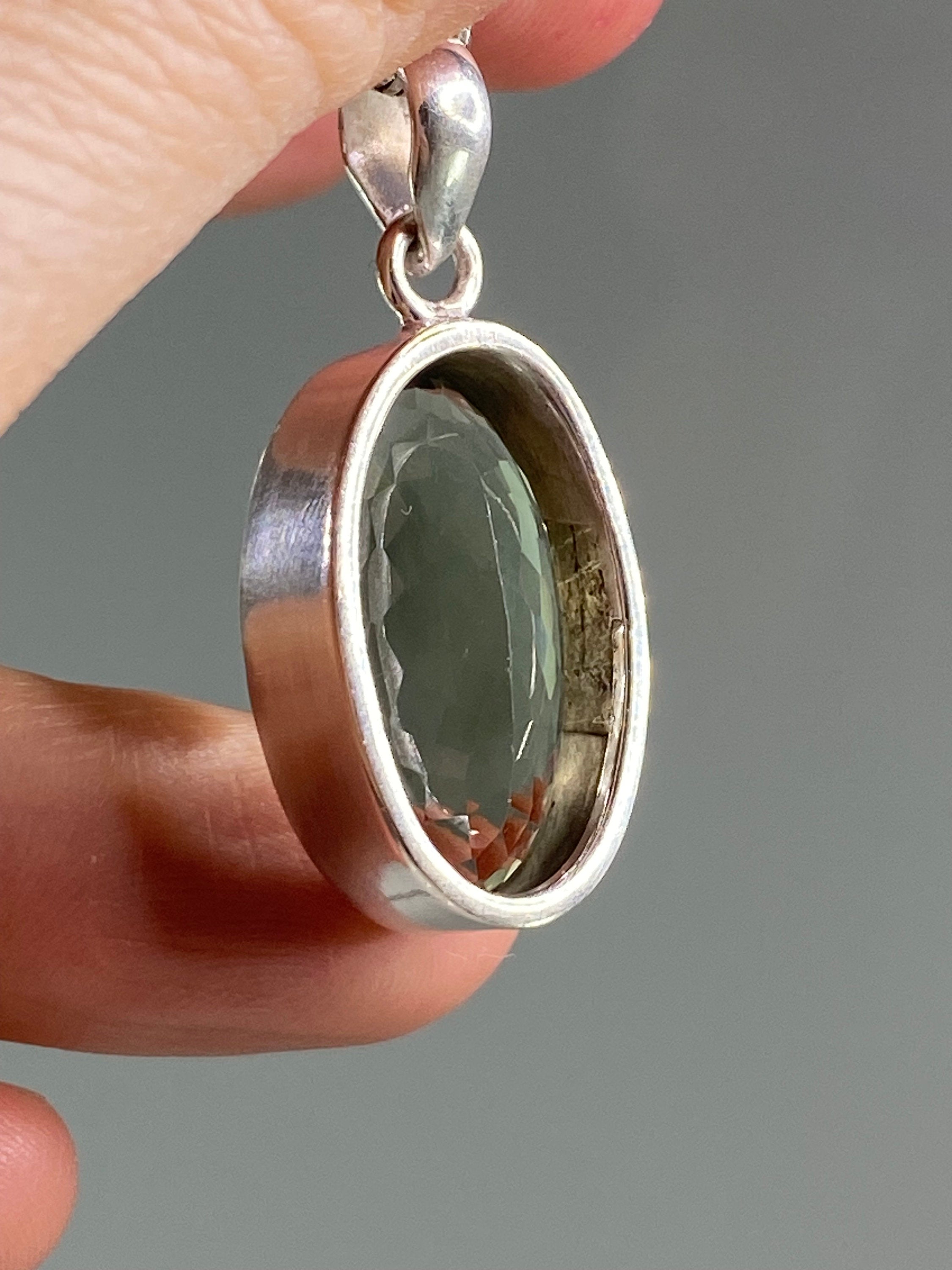 Green Amethyst (Prasiolite ) and Silver Pendant