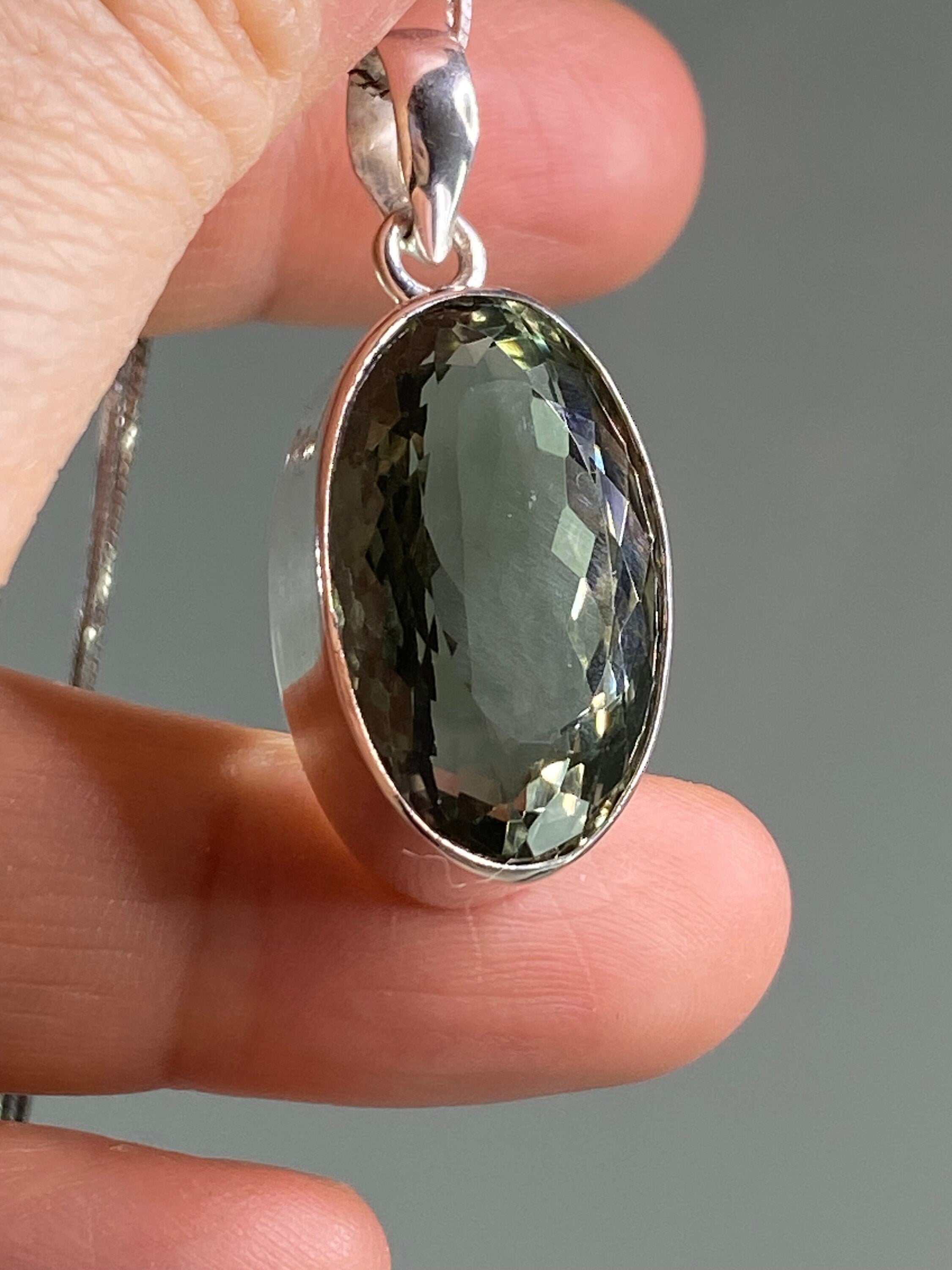 Green Amethyst (Prasiolite ) and Silver Pendant