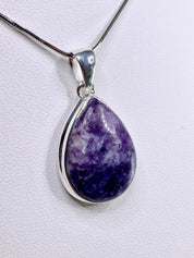 Natural Lepidolite and Silver Pendant