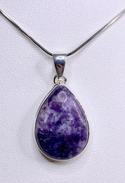 Natural Lepidolite and Silver Pendant