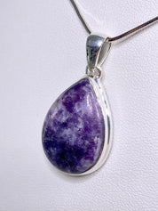 Natural Lepidolite and Silver Pendant