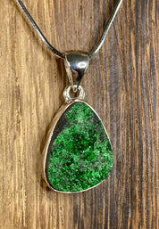 A Rare Green Garnet (Uvarovite) and Silver Pendant