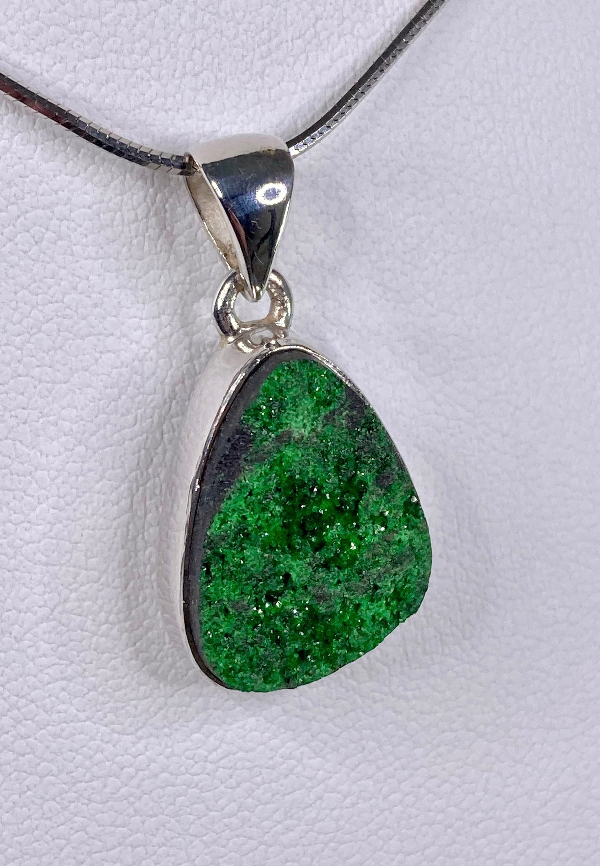 A Rare Green Garnet (Uvarovite) and Silver Pendant