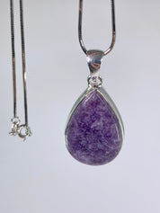 Natural Lepidolite and Silver Pendant