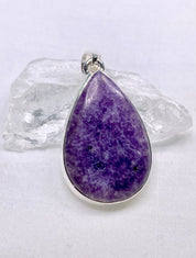 Natural Lepidolite and Silver Pendant