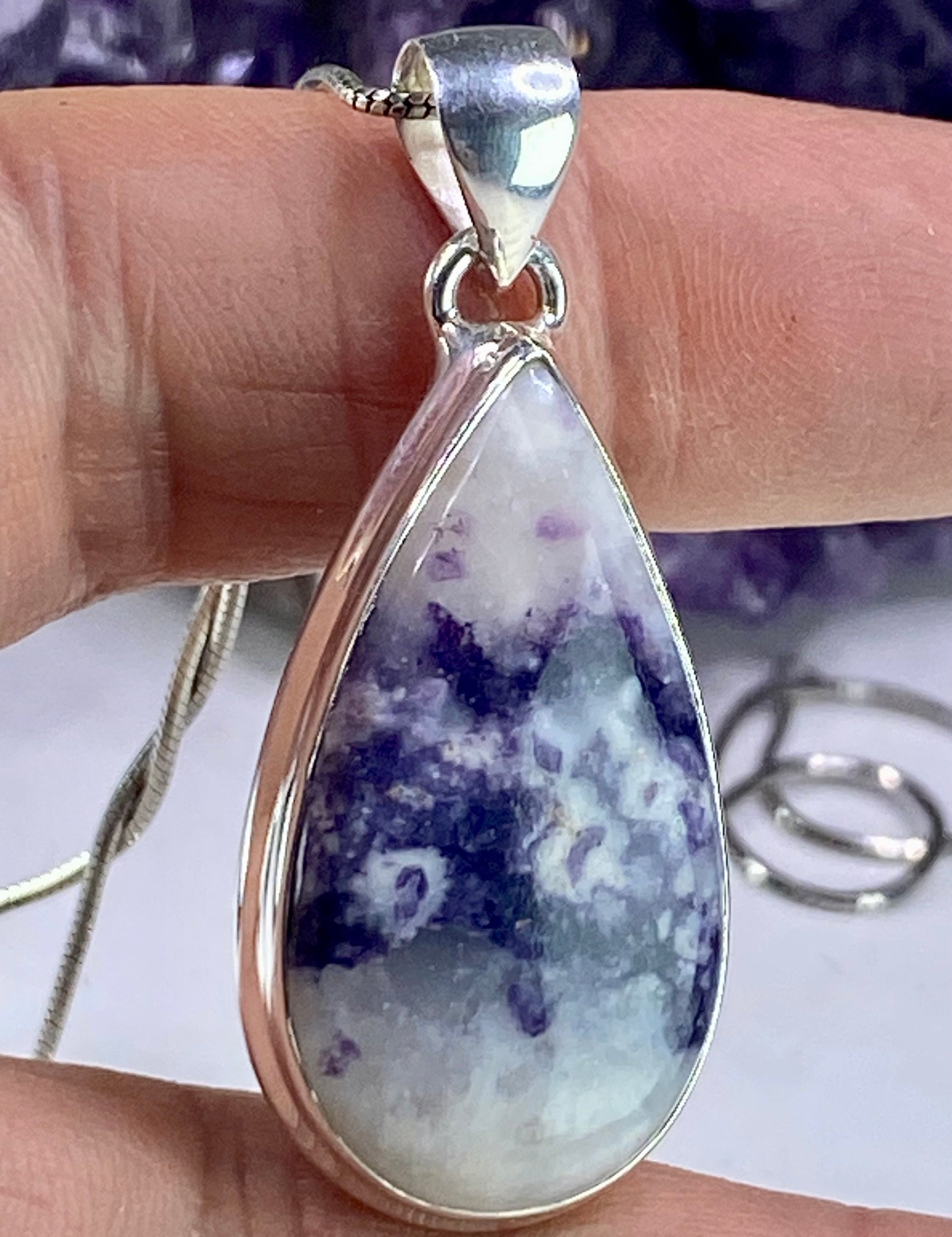 A Rare Violet Flame (Morado) Opal Silver Pendant (UV)