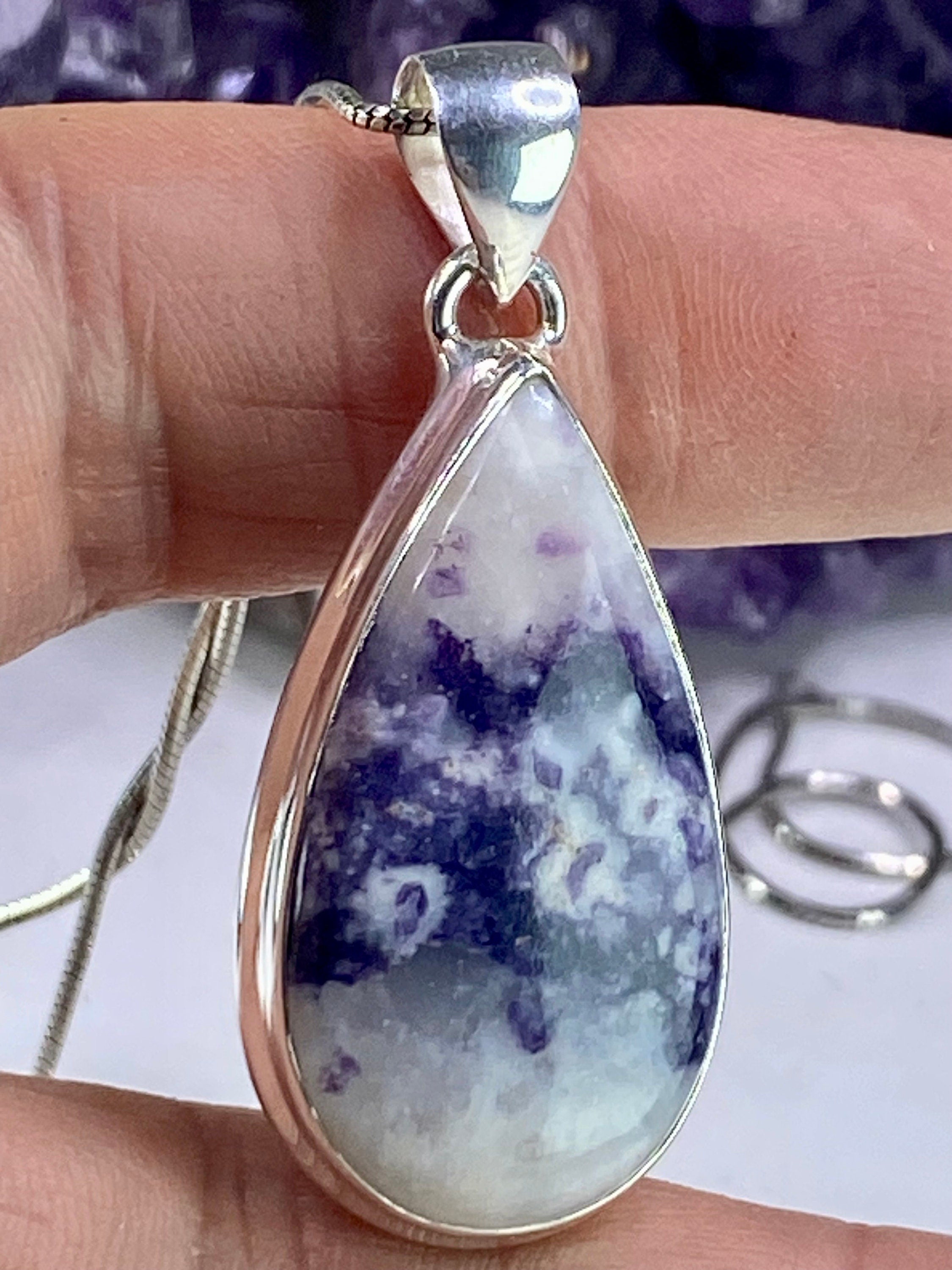 A Rare Violet Flame (Morado) Opal Silver Pendant (UV)