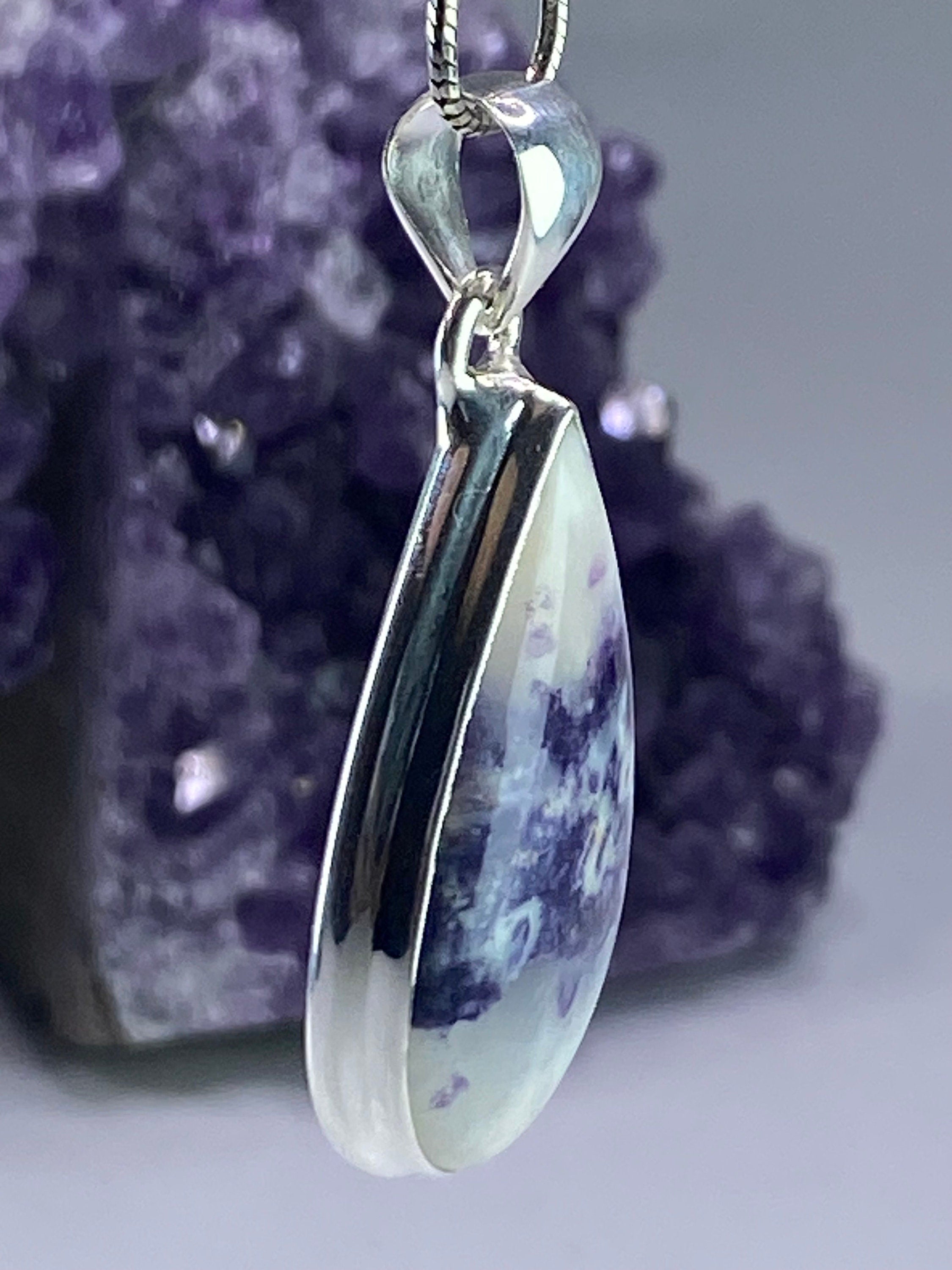 A Rare Violet Flame (Morado) Opal Silver Pendant (UV)