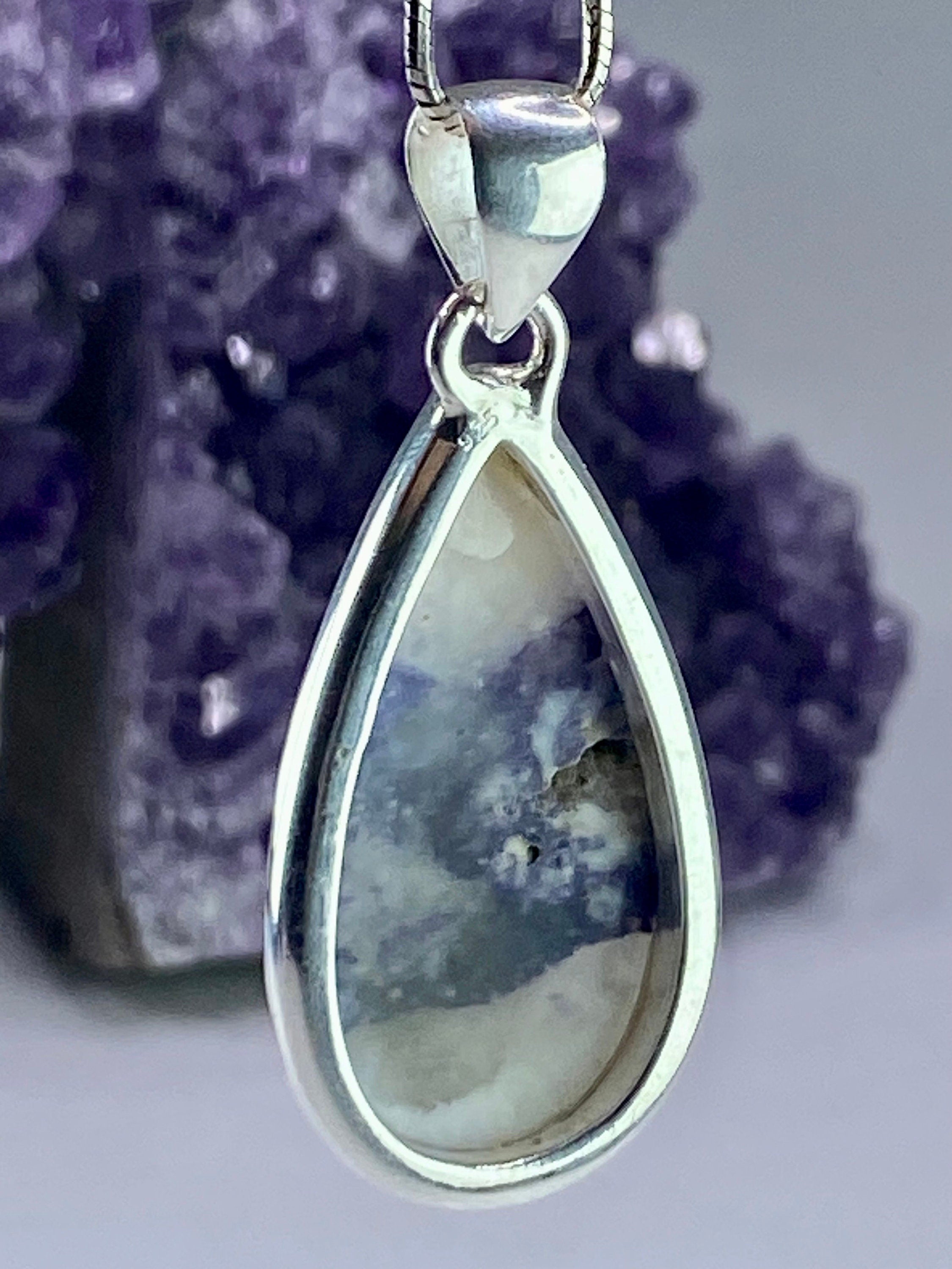 A Rare Violet Flame (Morado) Opal Silver Pendant (UV)