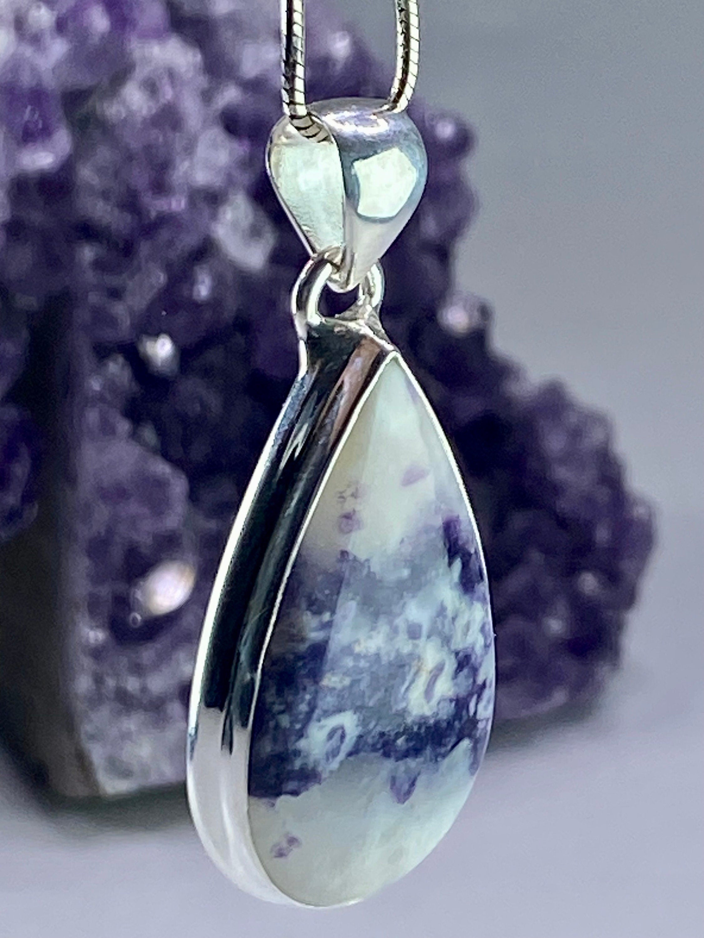 A Rare Violet Flame (Morado) Opal Silver Pendant (UV)