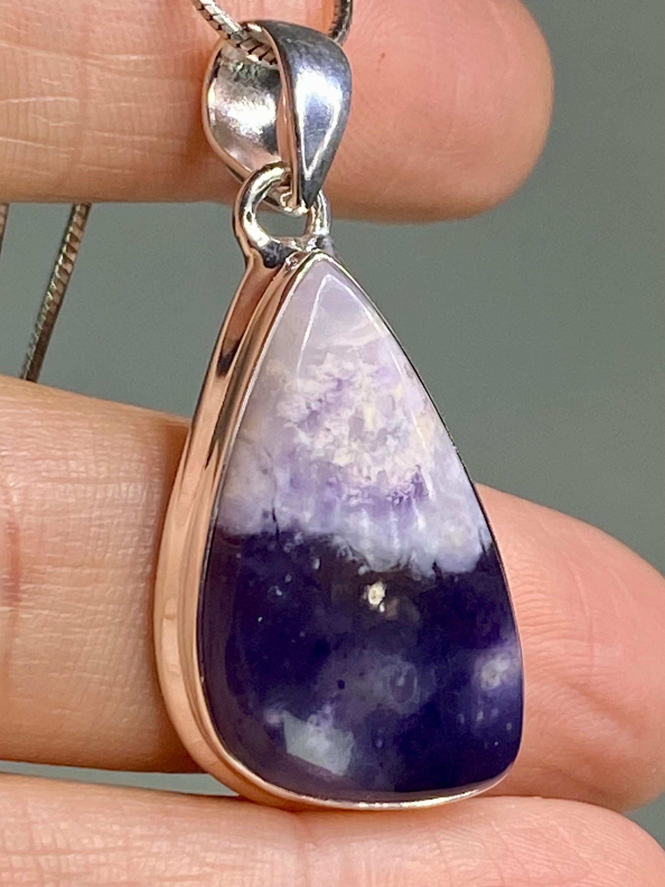 A Rare Violet Flame (Morado) Opal Silver Pendant (UV)