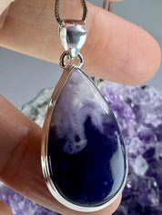 A Rare Violet Flame (Morado) Opal Silver Pendant (UV)