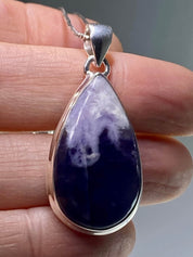 A Rare Violet Flame (Morado) Opal Silver Pendant (UV)