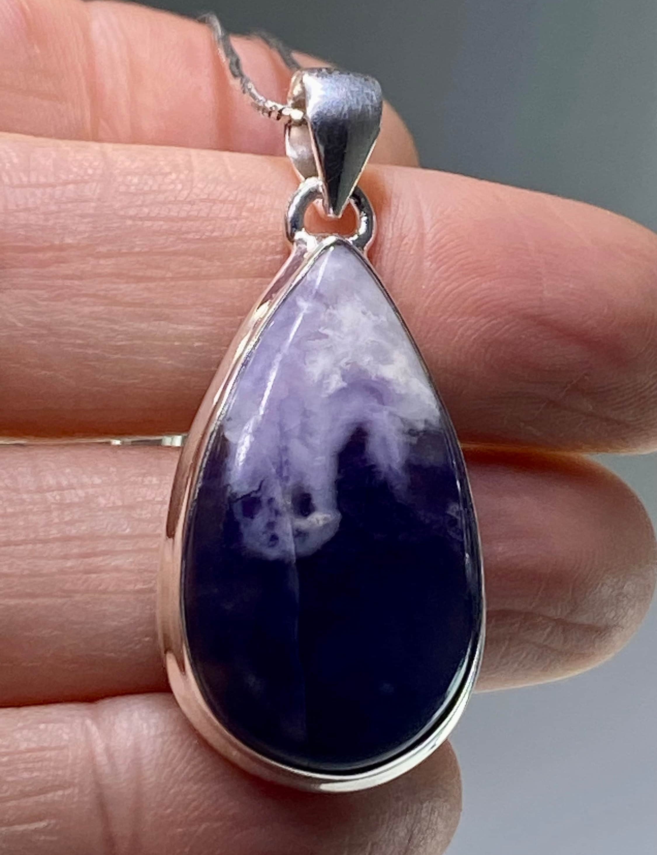 A Rare Violet Flame (Morado) Opal Silver Pendant (UV)